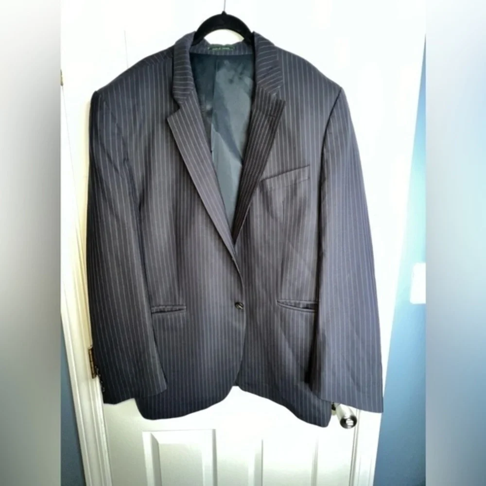 Arnold Brant Saks 44R Wool Cashmere Gray Blue Stripe Sports Coat Jacket 44 R